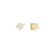 Load image into Gallery viewer, COLOUR WAVE MINI EARRINGS 149887/020 GOLD & WHITE CZ STUDS