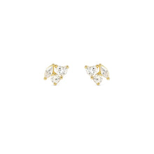 Load image into Gallery viewer, COLOUR WAVE MINI EARRINGS 149887/020 GOLD & WHITE CZ STUDS