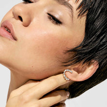 Load image into Gallery viewer, COLOUR WAVE MINI EARRINGS 149888/020 GOLD CIRCULAR WHITE CZ STUDS