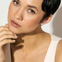 Load image into Gallery viewer, COLOUR WAVE MINI EARRINGS 149888/020 GOLD CIRCULAR WHITE CZ STUDS