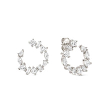 Load image into Gallery viewer, COLOUR WAVE MINI EARRINGS 149888/031 SILVER CIRCULAR WHITE CZ STUDS