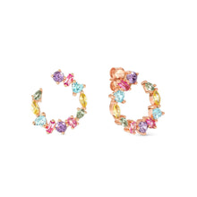 Load image into Gallery viewer, COLOUR WAVE MINI EARRINGS 149888/063 ROSE GOLD CIRCULAR MULTICOLOURED CZ STUDS