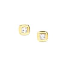 Load image into Gallery viewer, DOMINA STUD EARRINGS GOLD WITH CZ SQUARE 240403/036