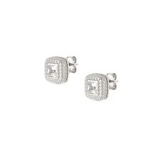 Load image into Gallery viewer, DOMINA STUD EARRINGS SILVER WITH WHITE PAVÉ CZ SQUARE 240407/036