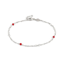 Load image into Gallery viewer, ANKLET 241000/005 SILVER CHAIN WITH RED CORAL STONES & CZ
