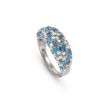 Load image into Gallery viewer, MOSAICA MEDIUM RING 241600/010 SILVER WITH WHITE & BLUE CZ