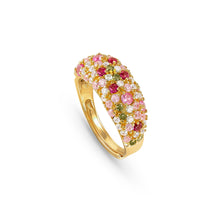 Load image into Gallery viewer, MOSAICA MEDIUM RING 241600/012 GOLD WITH PINK & GREEN CZ