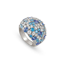 Load image into Gallery viewer, MOSAICA WIDE RING 241601/010 SILVER WITH WHITE & BLUE CZ