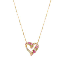 Load image into Gallery viewer, MOSAICA NECKLACE 241604/012 GOLD, PINK & GREEN CZ HEART