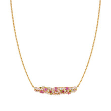 Load image into Gallery viewer, MOSAICA NECKLACE 241605/012 GOLD, PINK & GREEN CZ CLUSTER