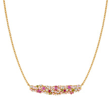 Load image into Gallery viewer, MOSAICA NECKLACE 241605/012 GOLD, PINK & GREEN CZ CLUSTER