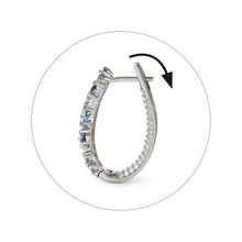 Load image into Gallery viewer, MOSAICA EARRINGS 241607/010 SILVER & BLUE CZ OVAL HOOP