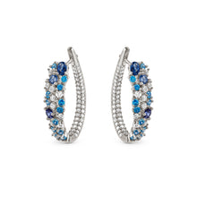 Load image into Gallery viewer, MOSAICA EARRINGS 241607/010 SILVER & BLUE CZ OVAL HOOP