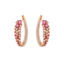 Load image into Gallery viewer, MOSAICA EARRINGS 241607/011 ROSE GOLD & PINK CZ OVAL HOOP