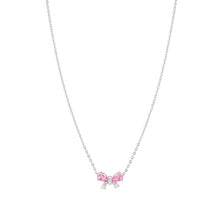 Load image into Gallery viewer, SHINE ME UP SILVER NECKLACE 241902/009 PINK & WHITE BOW CZ PENDANT