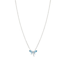 Load image into Gallery viewer, SHINE ME UP SILVER NECKLACE 241902/011 BLUE & WHITE DRAGONFLY CZ PENDANT