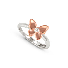 Load image into Gallery viewer, SWEETMADAME SILVER RING 242000/041 ROSE GOLD BUTTERFLY WITH CZ
