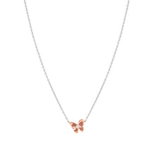 Load image into Gallery viewer, SWEETMADAME SILVER & ROSE GOLD NECKLACE 242008/041 BUTTERFLY CZ PENDANT