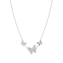 Load image into Gallery viewer, SWEETMADAME SILVER NECKLACE 242010/040 TRIPLE BUTTERFLY WHITE CZ PENDANT
