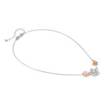 Load image into Gallery viewer, SWEETMADAME SILVER & ROSE GOLD NECKLACE 242010/051 FLOWER & BUTTERFLY WHITE CZ PENDANT