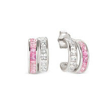 Load image into Gallery viewer, DAYTONIGHT SILVER EARRINGS 242107/040 DOUBLE STRAND WHITE & PINK CZ