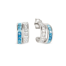 Load image into Gallery viewer, DAYTONIGHT SILVER EARRINGS 242107/041 DOUBLE STRAND WHITE & BLUE CZ