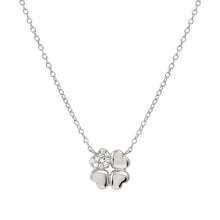 Load image into Gallery viewer, PETIT SPARKLE NECKLACE 242303/001 STERLING SILVER FOUR LEAF CLOVER WITH CZ