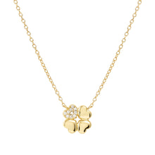 Load image into Gallery viewer, PETIT SPARKLE NECKLACE 242303/003 GOLD FOUR LEAF CLOVER WITH CZ