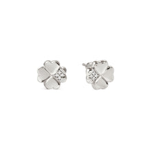 Load image into Gallery viewer, PETIT SPARKLE STUDS 242304/001 STERLING SILVER FOUR LEAF CLOVER WITH CZ