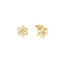 Load image into Gallery viewer, PETIT SPARKLE STUDS 242304/012 GOLD FLOWER WITH CZ