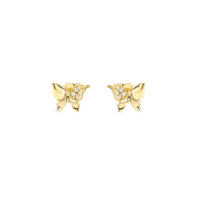 Load image into Gallery viewer, PETIT SPARKLE STUDS 242304/042 GOLD BUTTERFLY WITH CZ