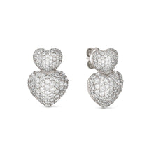 Load image into Gallery viewer, LIFEPOETRY EARRINGS 242708/004 STERLING SILVER & WHITE CZ DOUBLE HEART
