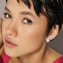 Load image into Gallery viewer, LIFEPOETRY EARRINGS 242708/006 GOLD & WHITE CZ DOUBLE HEART