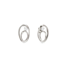 Load image into Gallery viewer, MY REBEL ART STUD EARRINGS 242811/053 ORGANIC SILVER OVAL & WHITE CZ