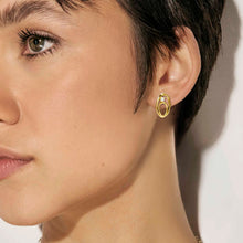 Load image into Gallery viewer, MY REBEL ART STUD EARRINGS 242811/053 ORGANIC SILVER OVAL & WHITE CZ