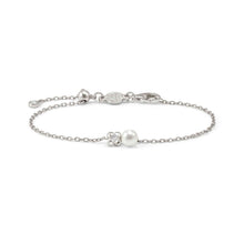 Load image into Gallery viewer, PEARLS LOOP BRACELET 242901/001 PEARL FOUR-LEAF CLOVER IN SILVER