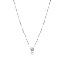 Load image into Gallery viewer, PEARLS LOOP NECKLACE 242902/001 PEARL FOUR-LEAF CLOVER PENDANT IN SILVER