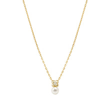 Load image into Gallery viewer, PEARLS LOOP NECKLACE 242902/003 PEARL FOUR-LEAF CLOVER PENDANT IN GOLD