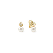 Load image into Gallery viewer, PEARLS LOOP EARRINGS 242903/044 PEARL CIRCLE STUDS IN GOLD