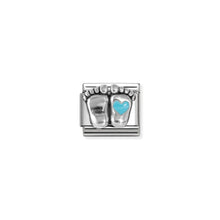Load image into Gallery viewer, COMPOSABLE CLASSIC LINK 330204/30 BABY FEET BLUE ENAMEL IN 925 SILVER