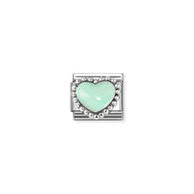 Load image into Gallery viewer, COMPOSABLE CLASSIC LINK 330204/35 PASTEL GREEN HEART IN 925 SILVER & ENAMEL