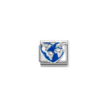 Load image into Gallery viewer, COMPOSABLE CLASSIC LINK 330204/45 WORLD MAP ON HEART IN SILVER & ENAMEL