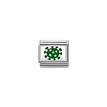 Load image into Gallery viewer, COMPOSABLE CLASSIC LINK 330206/30 CORONA VIRUS IN 925 SILVER & GREEN ENAMEL