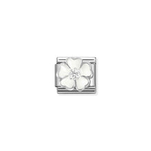 Load image into Gallery viewer, COMPOSABLE CLASSIC LINK 330321/15 WHITE FLOWER ENAMEL IN 925 SILVER & CZ
