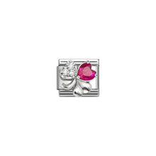 Load image into Gallery viewer, COMPOSABLE CLASSIC LINK 330322/11 CLOVER WITH WHITE & RED CZ IN SILVER