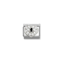 Load image into Gallery viewer, COMPOSABLE CLASSIC LINK 330328/09 HEART WITH KEY HOLE IN 925 SILVER & WHITE CZ