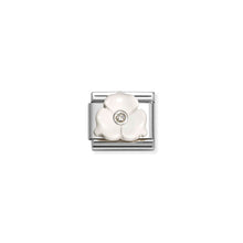 Load image into Gallery viewer, COMPOSABLE CLASSIC LINK 330512/24 WHITE 3 PETAL FLOWER IN SILVER & CZ