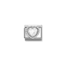 Load image into Gallery viewer, COMPOSABLE CLASSIC LINK 330605/016 FACETED WHITE OPALESCENT CZ HEART IN 925 SILVER