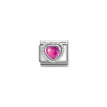 Load image into Gallery viewer, COMPOSABLE CLASSIC LINK 330606/030 FACETED FUCHSIA CZ HEART IN 925 SILVER