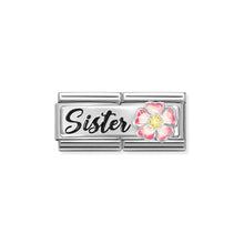 Load image into Gallery viewer, COMPOSABLE CLASSIC DOUBLE LINK 330734/15 SISTER WITH PINK FLOWER IN 925 SILVER